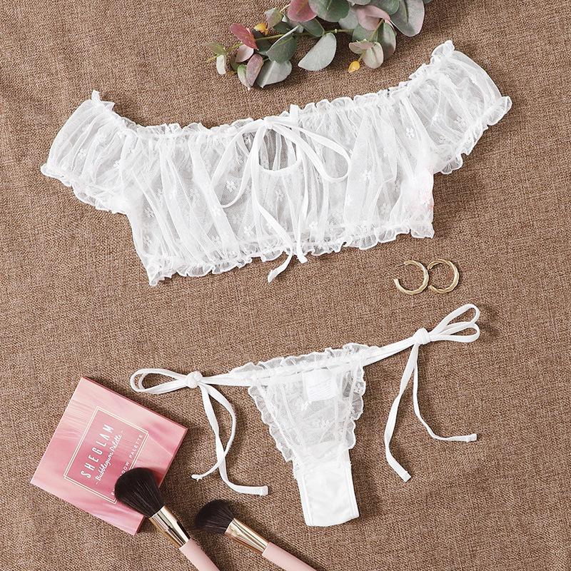 Sexy Polka Dot Lingerie Set - Sheer Mesh Teddy With Strappy Details